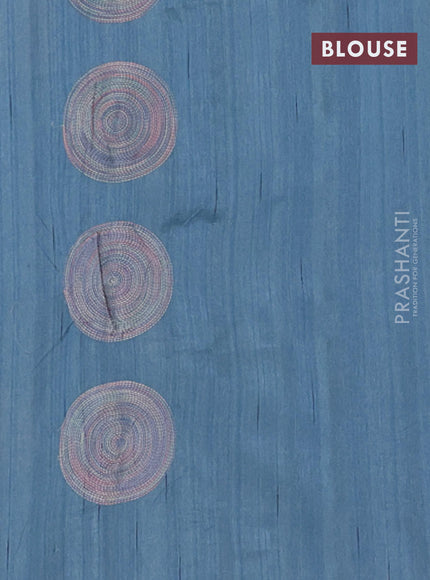 Semi raw silk saree pastel blue with embroidery work buttas and geometric embroidery butta border