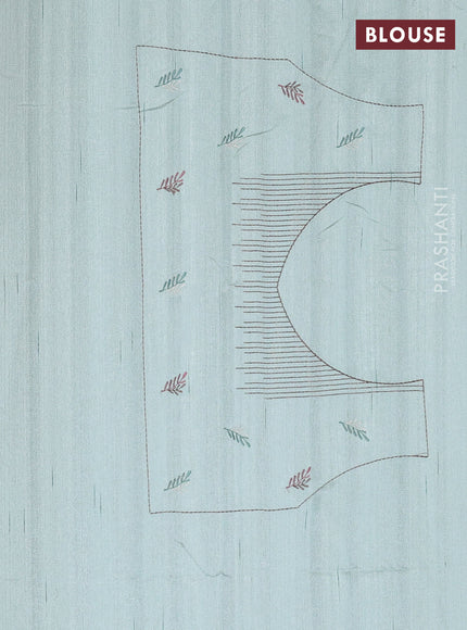 Semi raw silk saree pastel green with embroidery work buttas and embroidery border