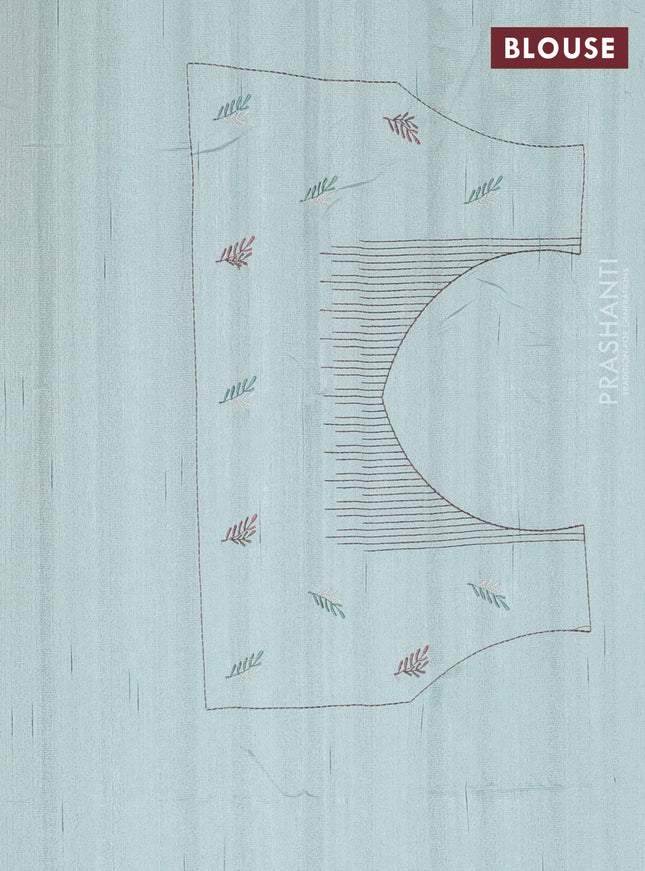 Semi raw silk saree pastel green with embroidery work buttas and embroidery border