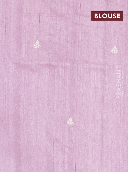 Semi raw silk saree pastel pink with embroidery work buttas and floral embroidery border