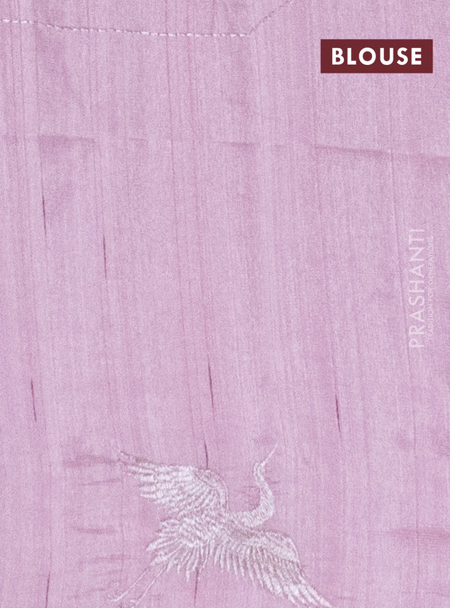 Semi raw silk saree pastel pink with allover checked embroidery work and embroidery border