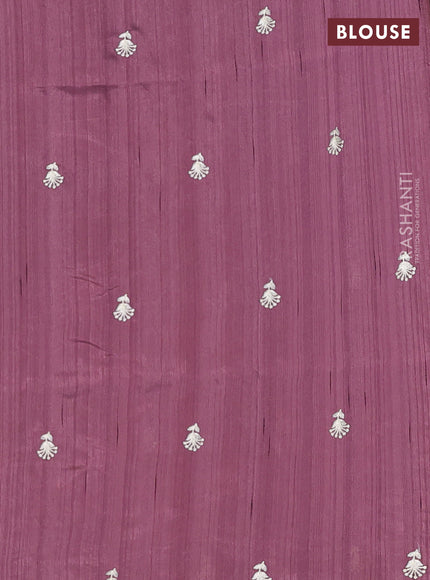 Semi raw silk saree rosy brown with embroidery work buttas and floral embroidery border