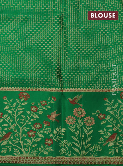 Pure kanchipuram silk saree red and green with allover zari woven brocade weaves and rich zari woven border