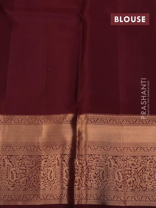 Pure kanchipuram silk saree mauve pink and deep maroon with allover zari woven brocade weaves and zari woven border