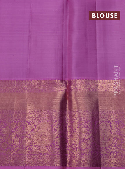 Pure kanchipuram silk saree deep jamun and light pink with allover zari woven brocade weaves and long rich zari woven border