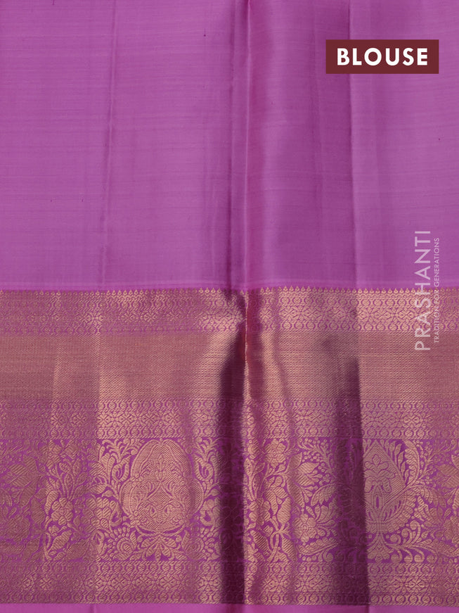 Pure kanchipuram silk saree deep jamun and light pink with allover zari woven brocade weaves and long rich zari woven border