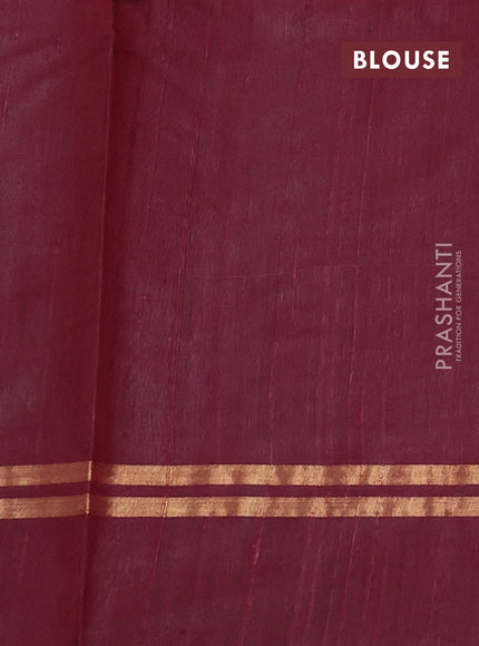 Pure dupion silk saree maroon with allover zari weaves and zari woven simple border