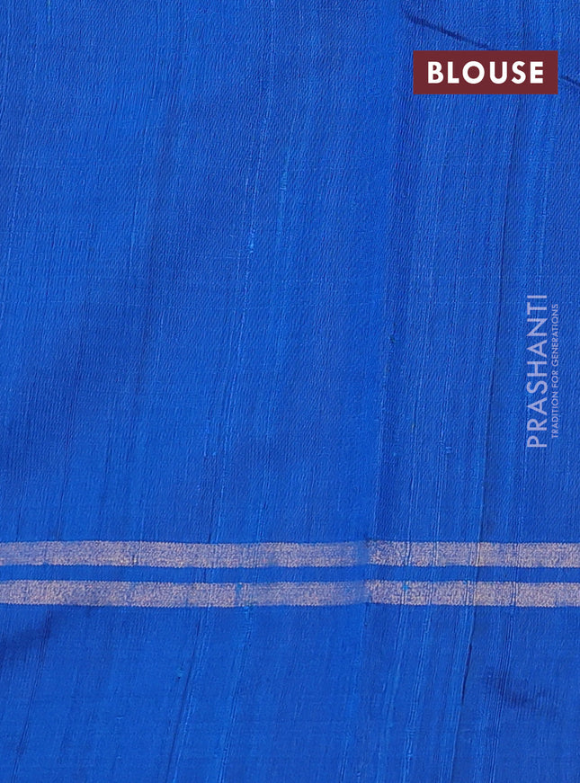 Pure dupion silk saree cs blue with allover zari weaves and zari woven simple border