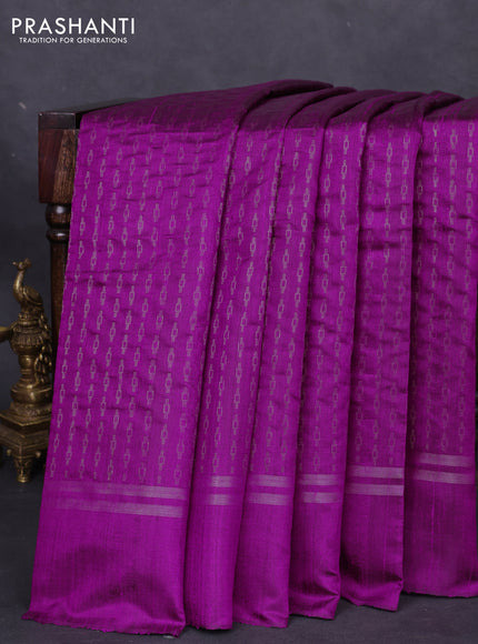 Pure dupion silk saree purple with allover zari weaves and zari woven simple border