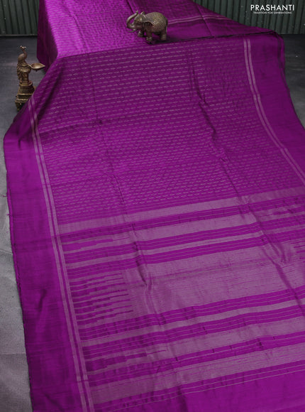 Pure dupion silk saree purple with allover zari weaves and zari woven simple border