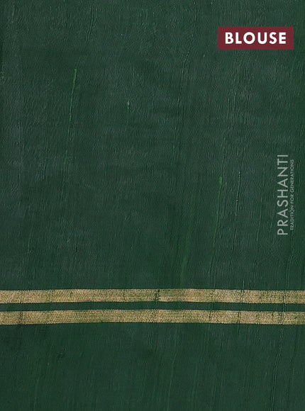 Pure dupion silk saree green with allover zari weaves and zari woven simple border