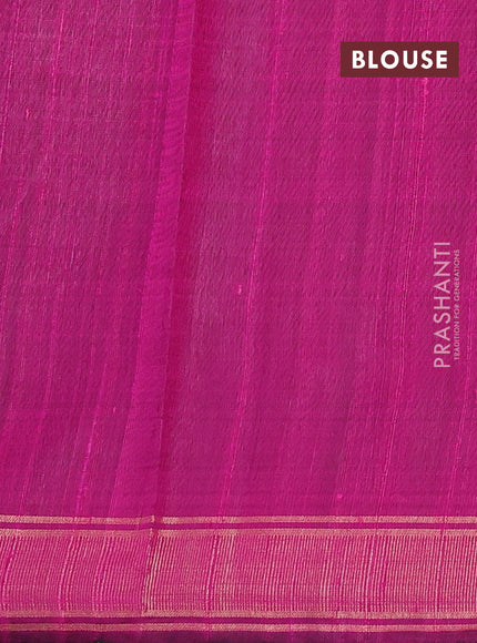 Pure dupion silk saree deep purple and magenta pink with plain body and temple design zari woven border