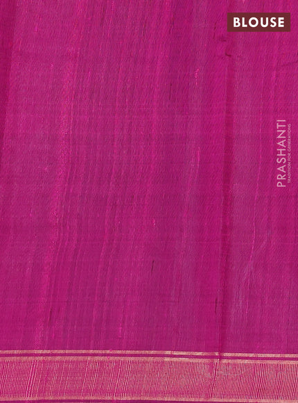 Pure dupion silk saree peacock green and pink with plain body and temple design zari woven border