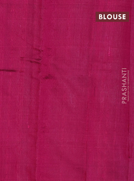 Pure dupion silk saree peach pink and pink with plain body and temple design zari woven border