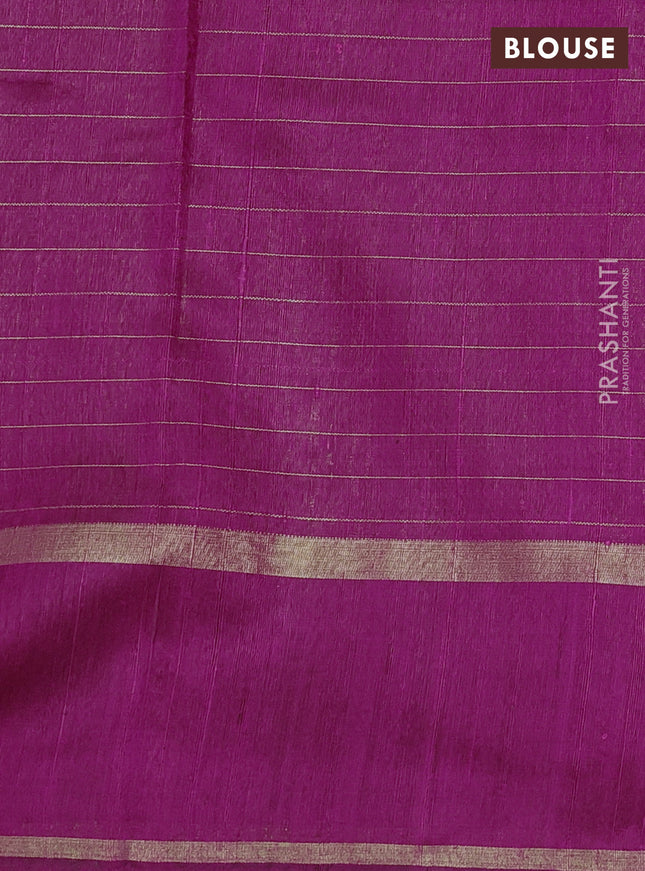 Pure dupion silk saree magenta pink with allover zari checked pattern and zari woven butta border