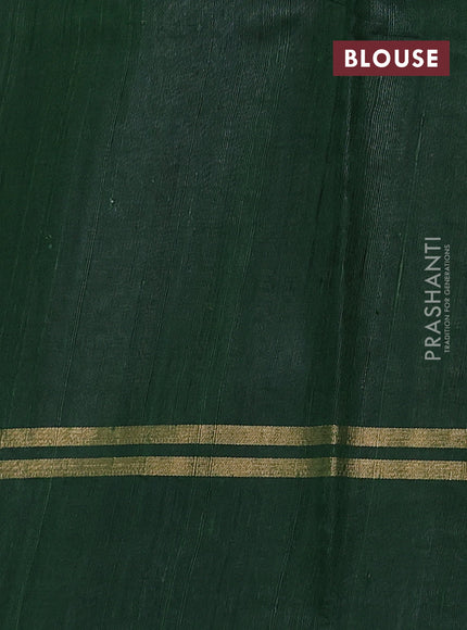 Pure dupion silk saree green with allover zari weaves and zari woven simple border