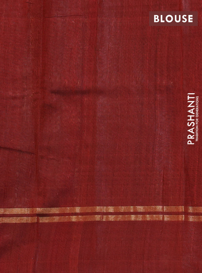 Pure dupion silk saree grey and rust shade with allover thread weaves and zari woven simple border