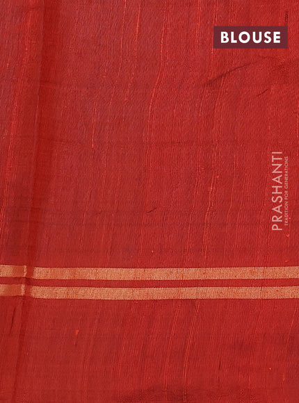 Pure dupion silk saree orange with allover zari weaves and zari woven simple border