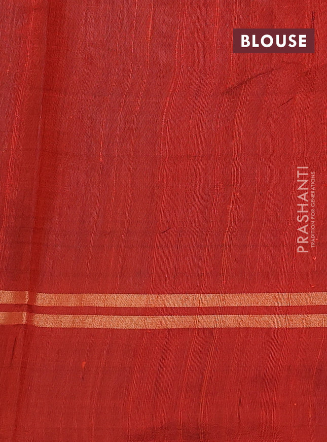 Pure dupion silk saree orange with allover zari weaves and zari woven simple border