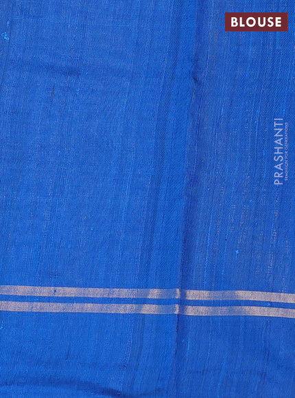Pure dupion silk saree cs blue with allover zari weaves and zari woven simple border