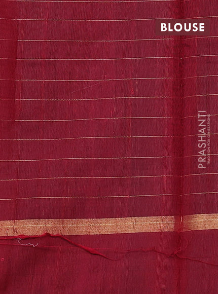Pure dupion silk saree navy blue and maroon with allover zari checked pattern and zari woven butta border