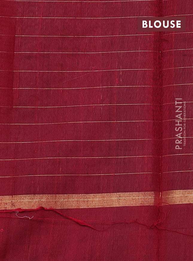 Pure dupion silk saree navy blue and maroon with allover zari checked pattern and zari woven butta border