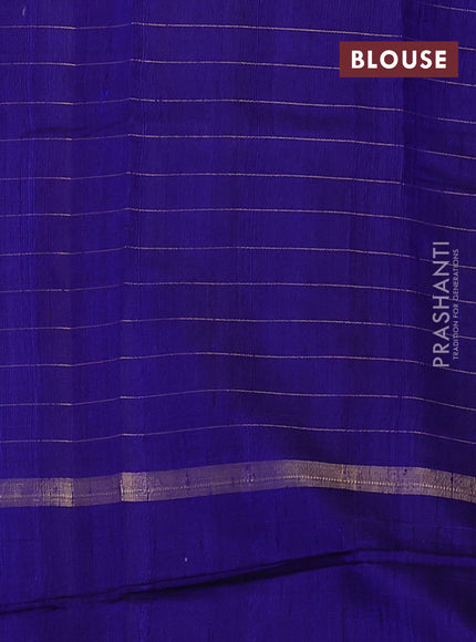 Pure dupion silk saree pink and blue with allover zari checked pattern and zari woven butta border