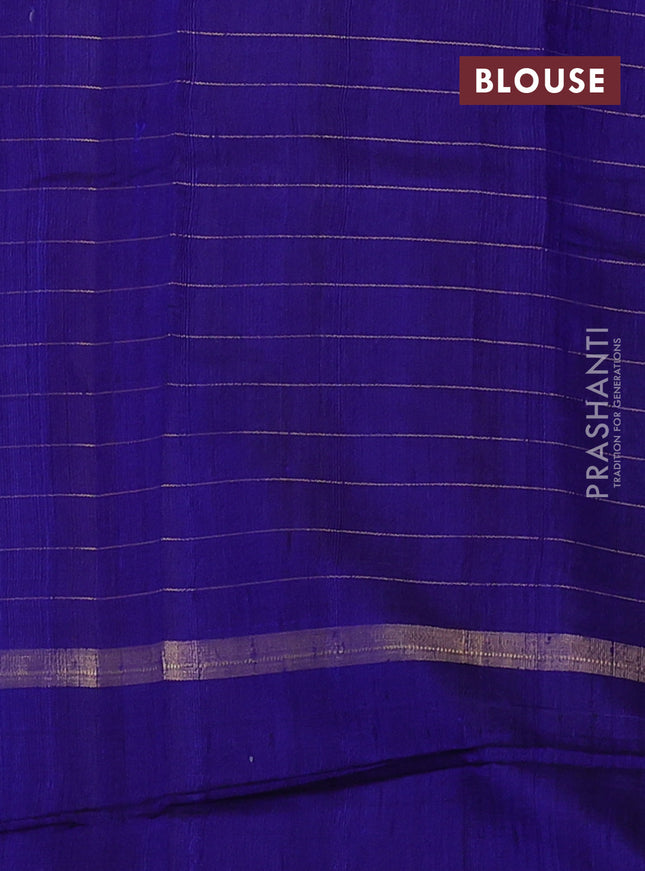 Pure dupion silk saree pink and blue with allover zari checked pattern and zari woven butta border