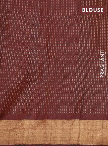 Pure dupion silk saree rustic brown with allover zari weaves & buttas and zari woven border