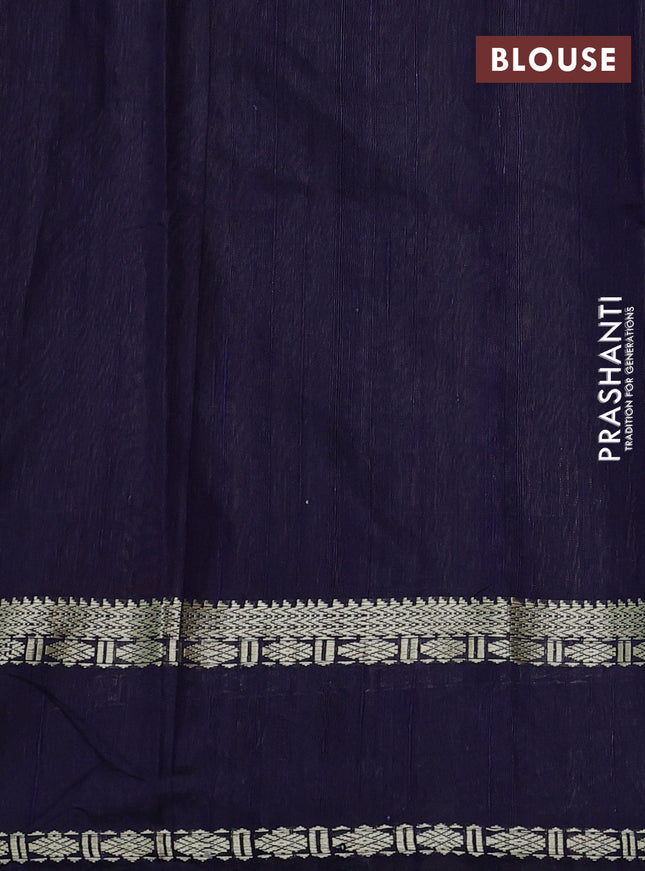Pure dupion silk saree maroon and navy blue with plain body and temple design rettapet thread woven border
