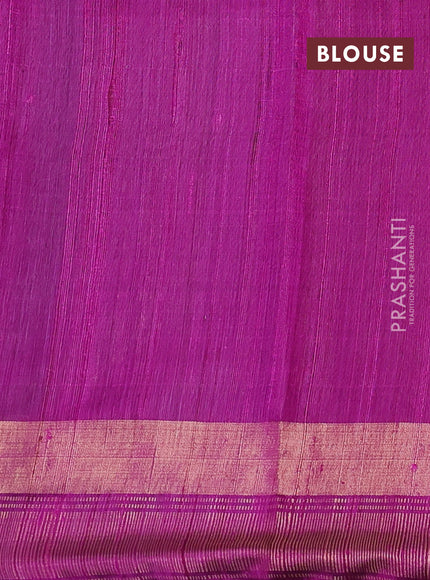 Pure dupion silk saree deep jamun and magenta pink with thread & silver zari woven buttas and zari woven border
