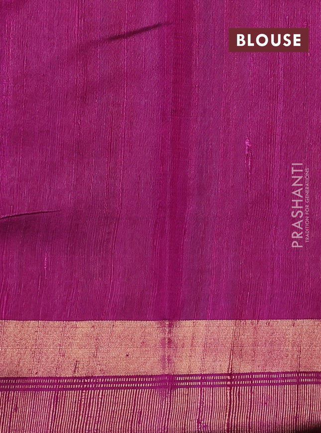 Pure dupion silk saree navy blue and purple with thread & silver zari woven buttas and zari woven border