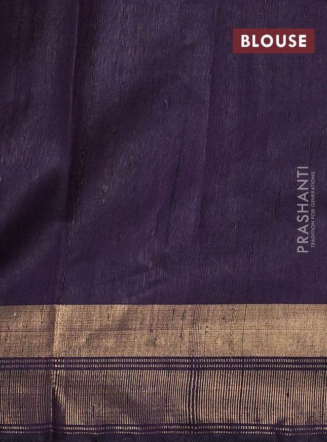 Pure dupion silk saree red and deep jamun with thread & silver zari woven buttas and zari woven border