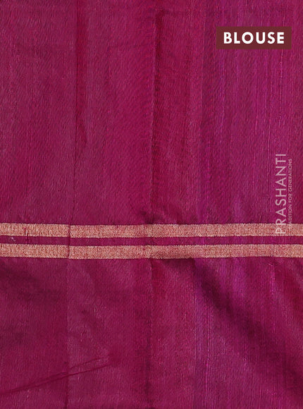 Pure dupion silk saree wine shade and magenta pink with plain body and zari woven border