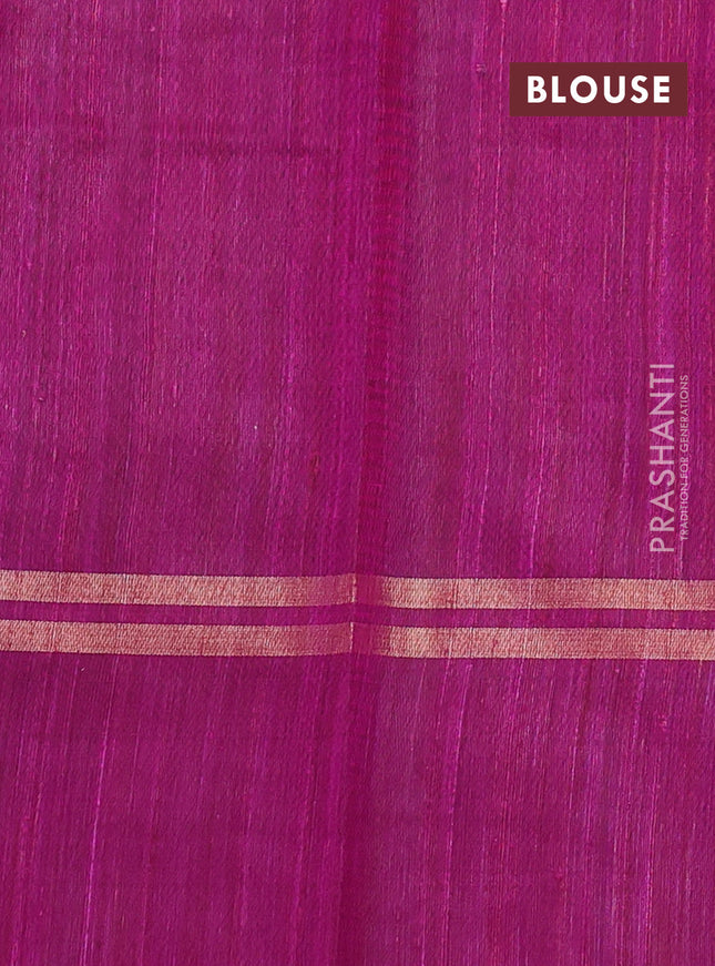 Pure dupion silk saree royal blue and purple with plain body and zari woven border