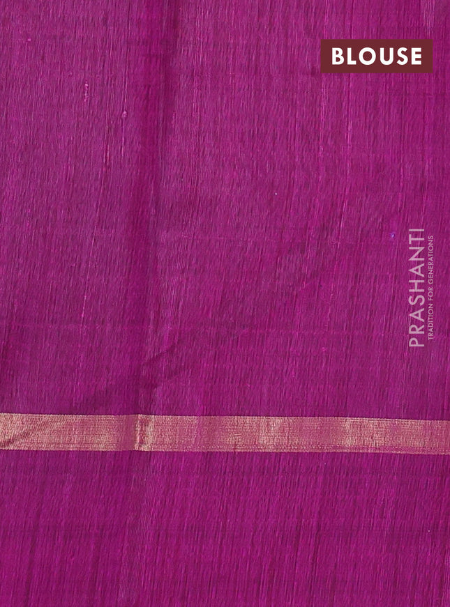 Pure dupion silk saree peacock green and magenta pink with zari woven buttas and zari woven butta border
