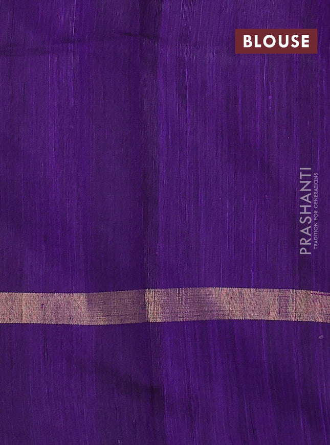 Pure dupion silk saree grey and violet with thread woven buttas and zari woven butta border