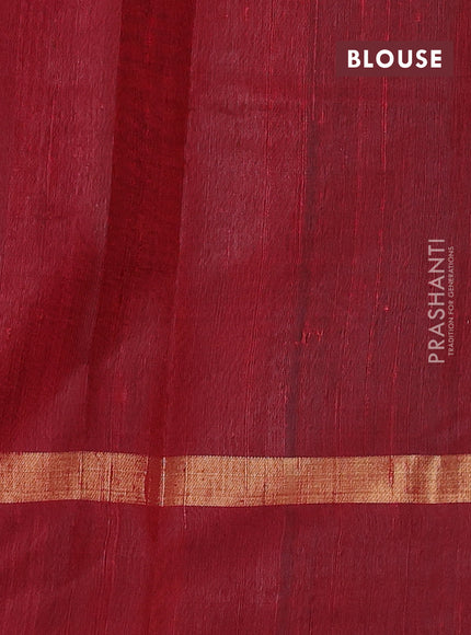 Pure dupion silk saree green and maroon with thread woven buttas and zari woven butta border