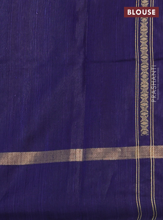Pure dupion silk saree rustic orange and violet with thread woven buttas and zari woven butta border