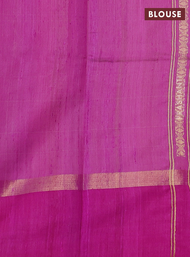 Pure dupion silk saree yellow and pink with thread woven buttas and zari woven butta border