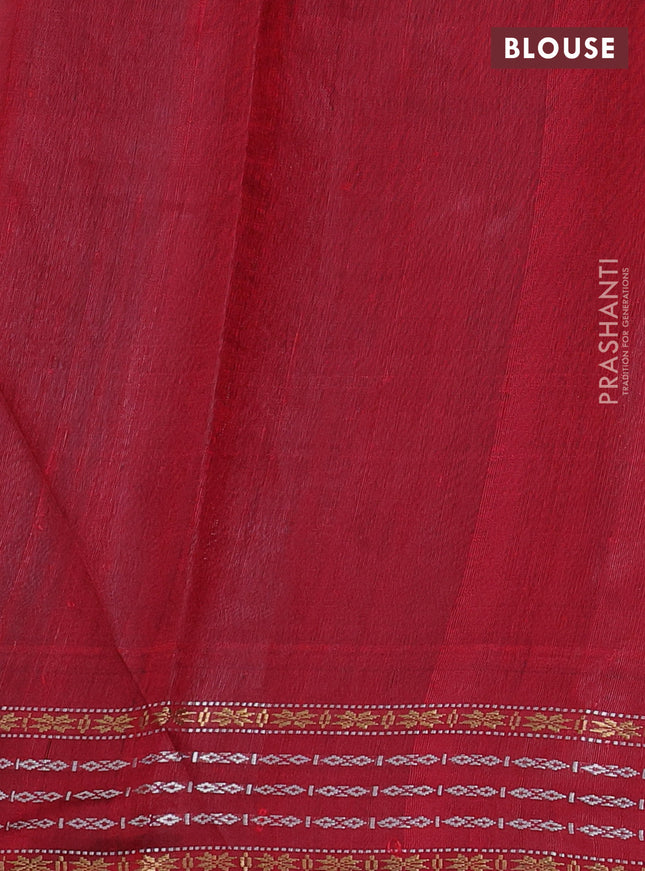 Pure dupion silk saree navy blue and maroon with plain body and temple design zari woven border