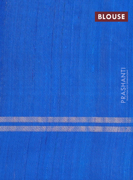 Pure dupion silk saree cs blue with allover zari weaves and zari woven simple border