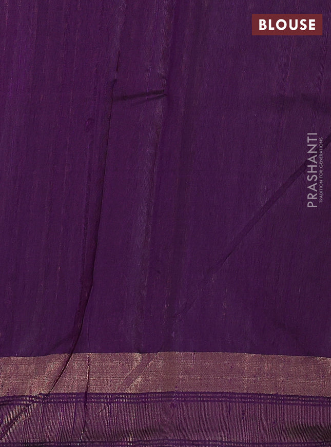 Pure dupion silk saree pastel lavender and deep purple with plain body and temple design zari butta border