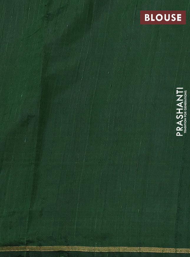 Pure dupion silk saree green with allover thread & zari weaves and simple zari border