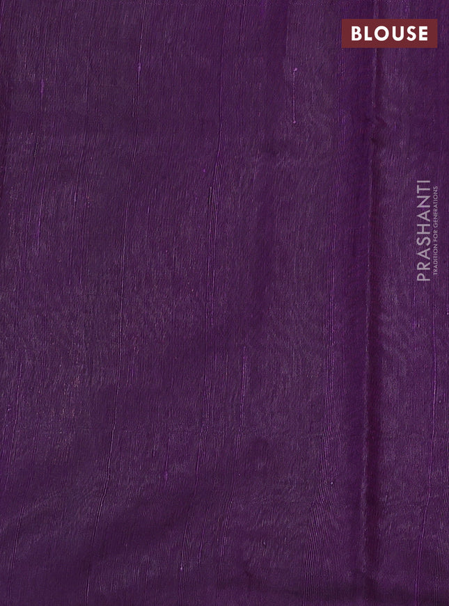 Pure dupion silk saree deep purple with allover thread & zari weaves and simple zari border