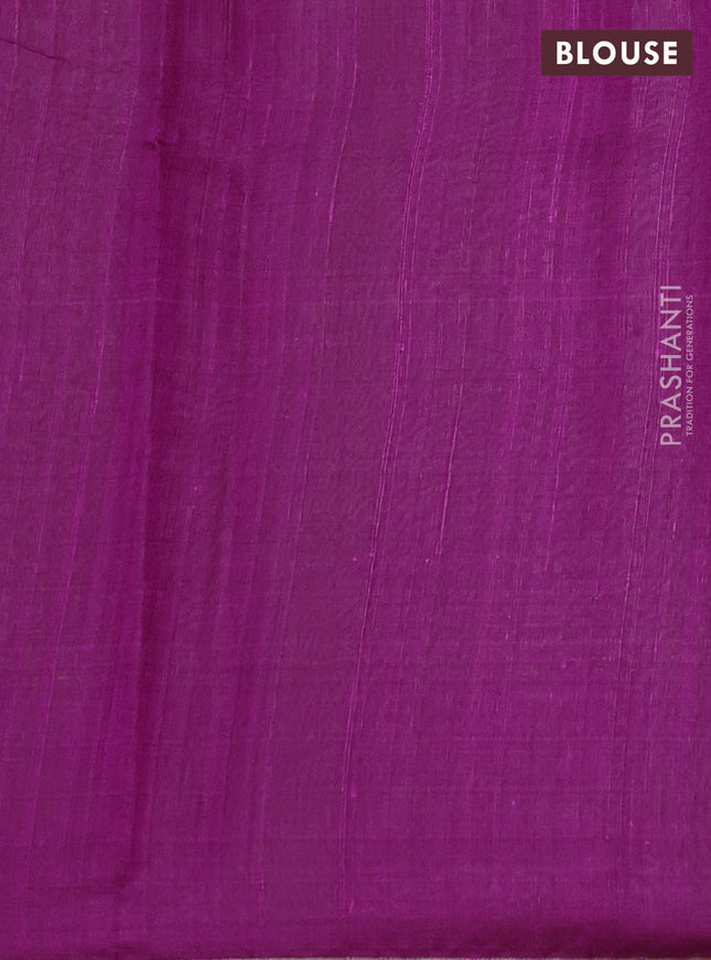 Pure dupion silk saree magenta pink with allover thread & zari weaves and simple zari border
