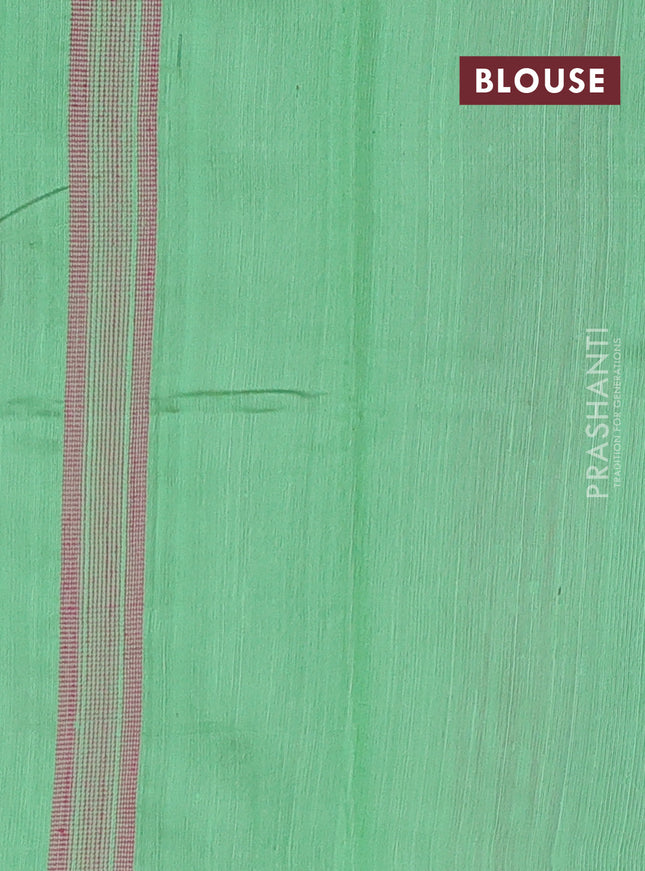 Pure dupion silk saree light green with thread woven buttas and thread woven border