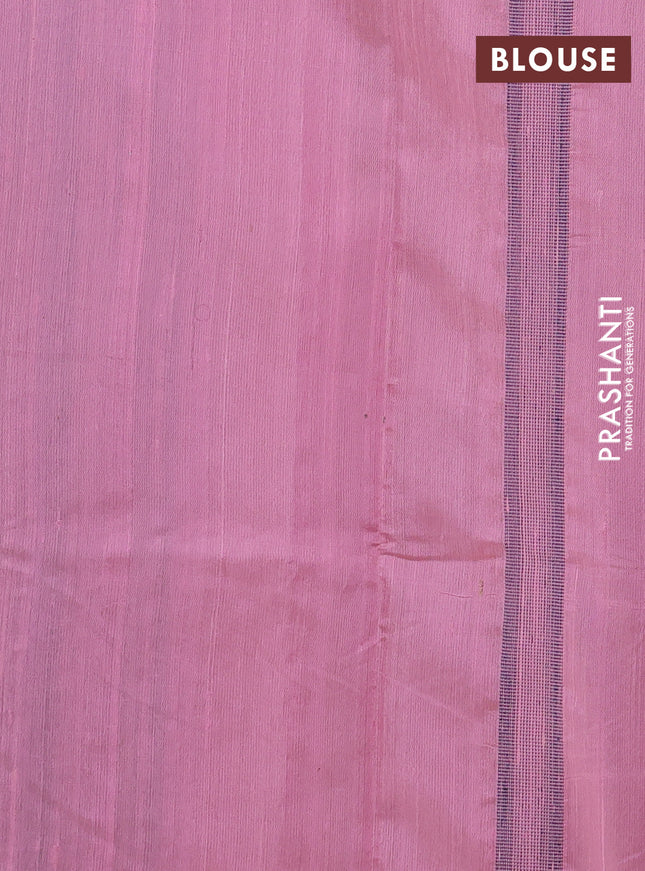 Pure dupion silk saree peach pink with thread woven buttas and thread woven border