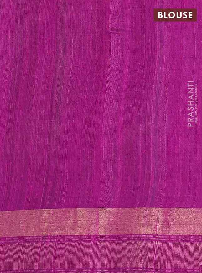 Pure dupion silk saree green and purple with zari woven buttas and zari woven border