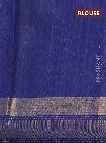 Pure dupion silk saree cs blue and navy blue with zari woven buttas and zari woven border